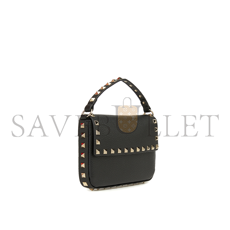 VALENTINO GARAVANIROCKSTUD BLACK WOMEN'S LEATHER BAG  (19*12*3cm)